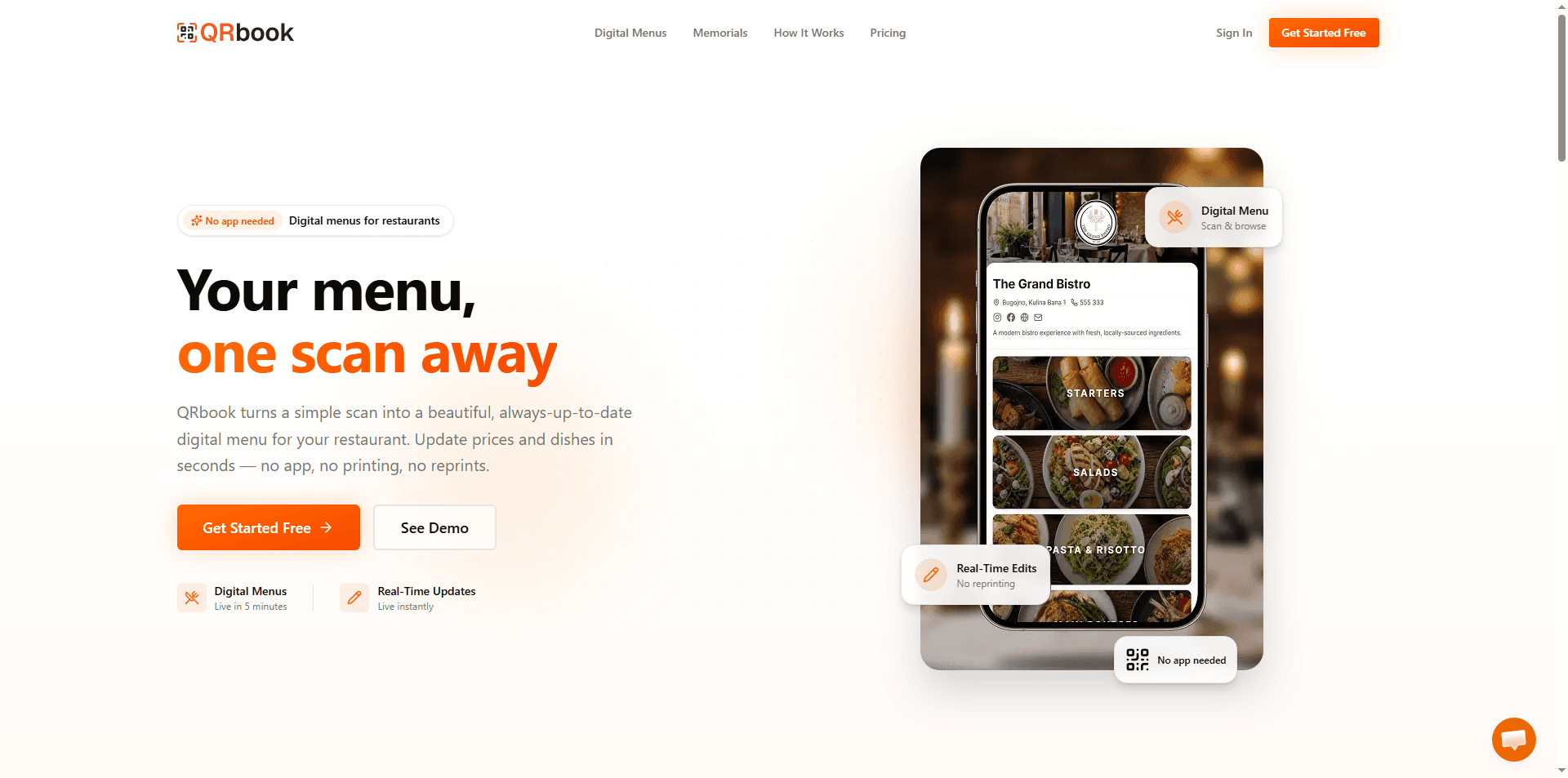 The QRbook home page
